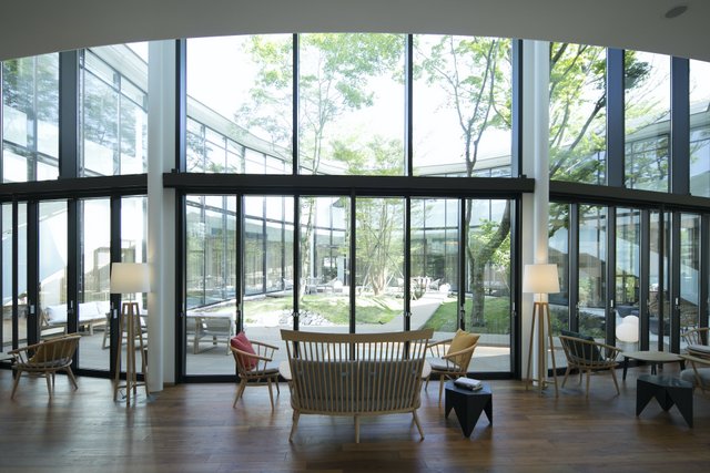 View of the courtyard from the lobby